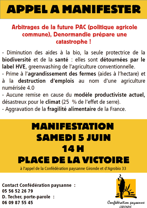 Appel à Manifester samedi 5 juin 2021 à 14h Place de la Victoire